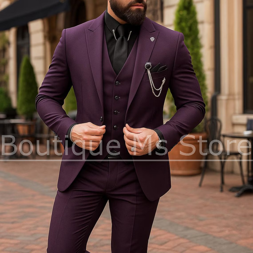 Men Formal Wear Jacket - Men's 3 Piece Suit Single Breasted