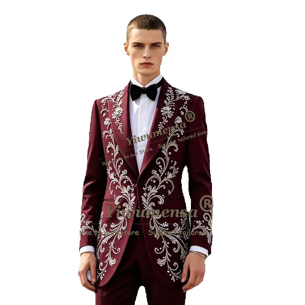 Men'S Formal Dinner Wear - Luxury Crystals Beading Suits Men 2
