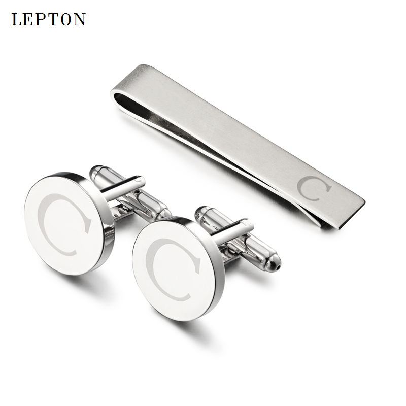 Cufflinks Silver Set - Hot Sale Round Letters C Cufflinks