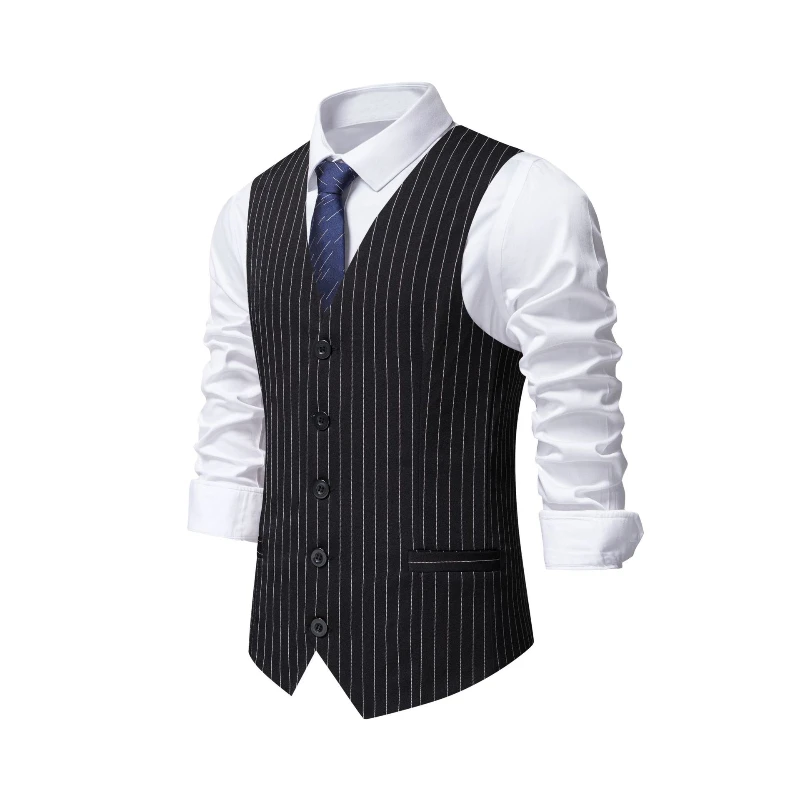 2026 New Red Striped Suit Vest - Khaki Formal Wear Men review and price