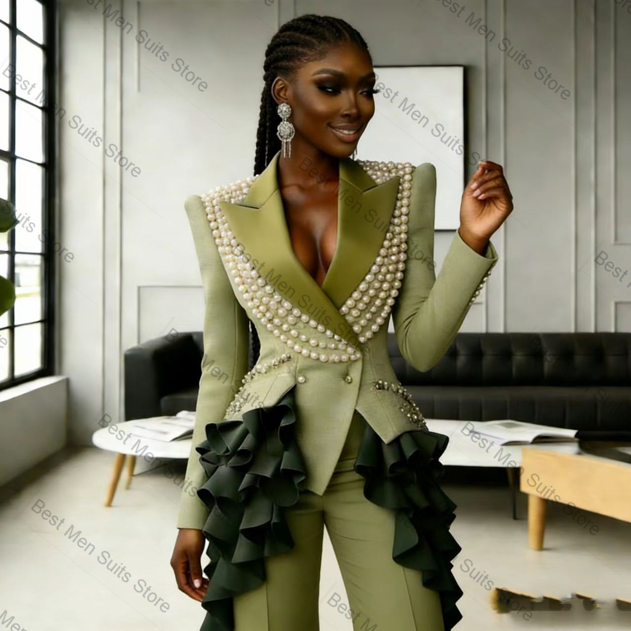 Pearls Green Women Suit Set 2  - Men'S Formal Wear For Wedding Guest review and price