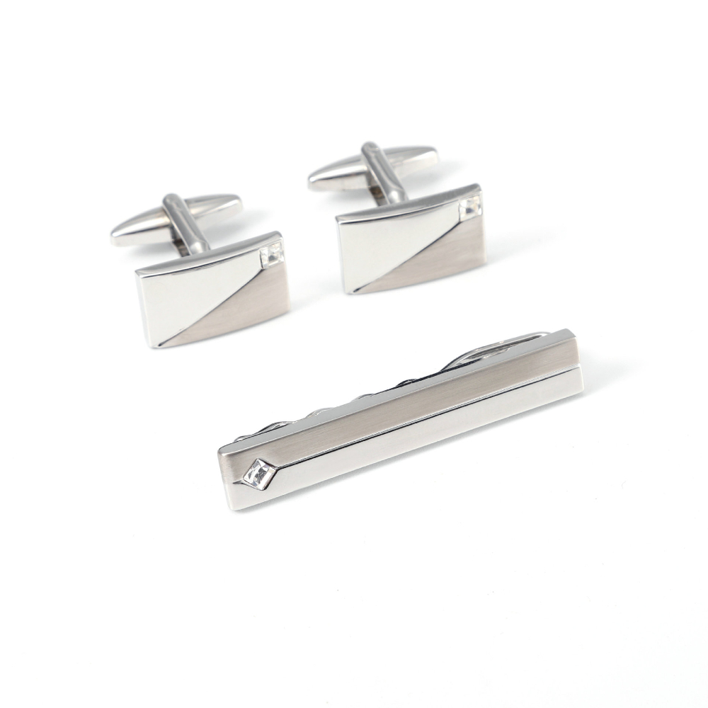Simple Geometric Diamond Studd - Cufflinks Silver Set review and price