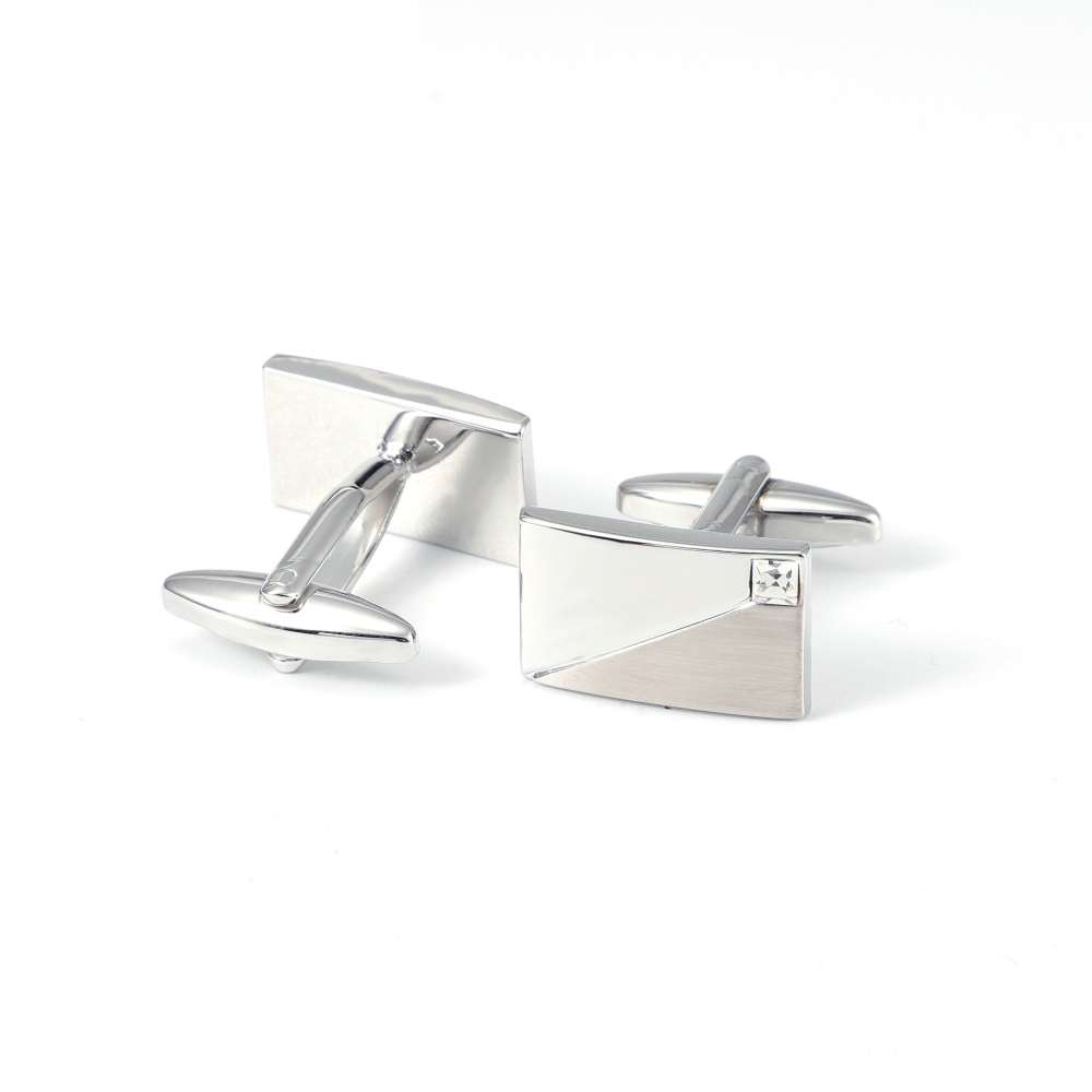 Simple Geometric Diamond Studd - Cufflinks Silver Set review and price