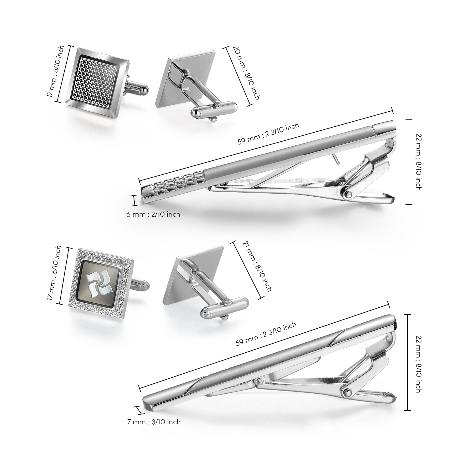 Tie Clip And Cufflink Set To M - Cufflinks Silver Set review and price