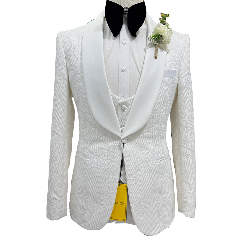 Men Wedding Suit White 3 Piece - Men Formal Wear Jacket review and price