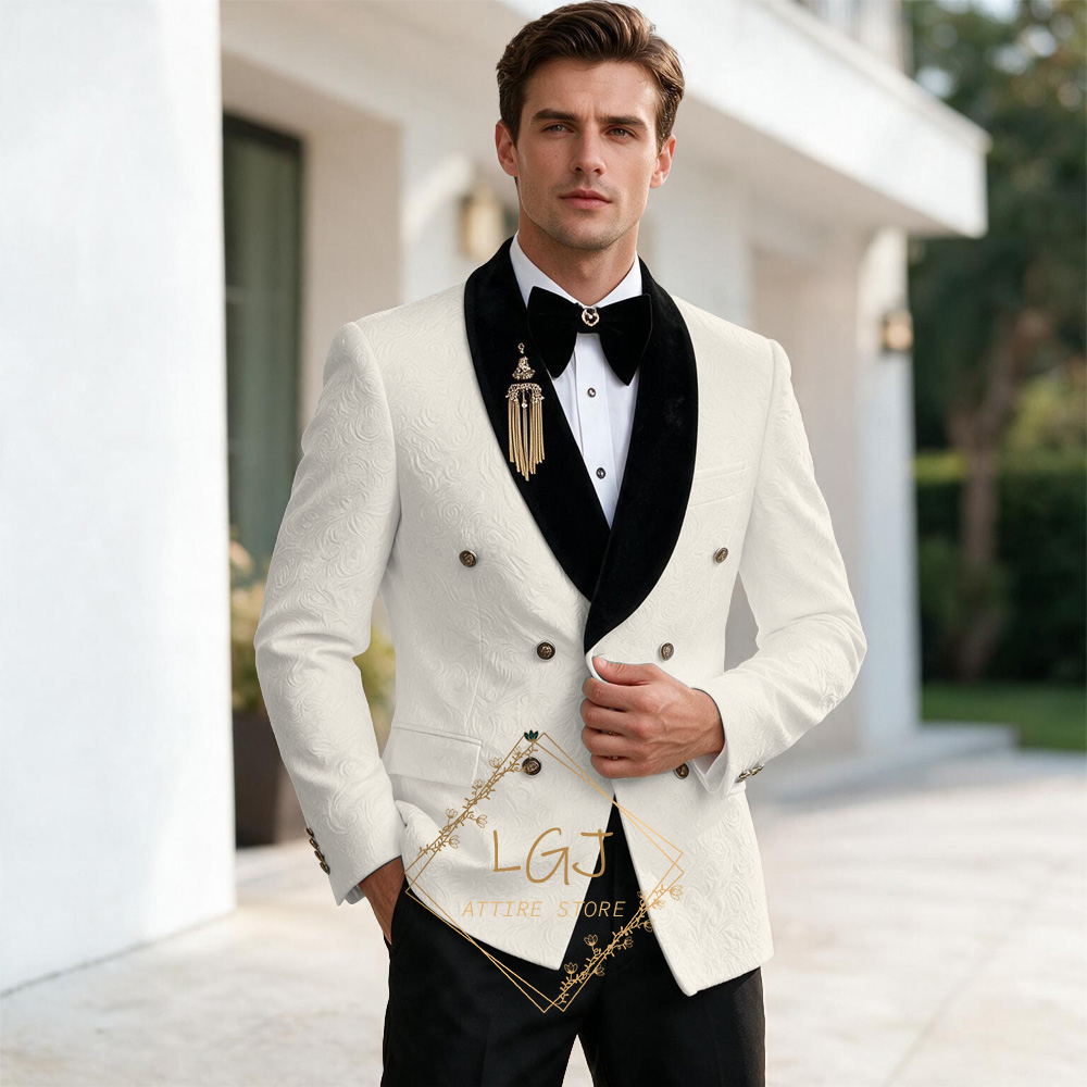 Luxury Men's 2 Piece Embossed  - Men'S Formal Dinner Wear review and price