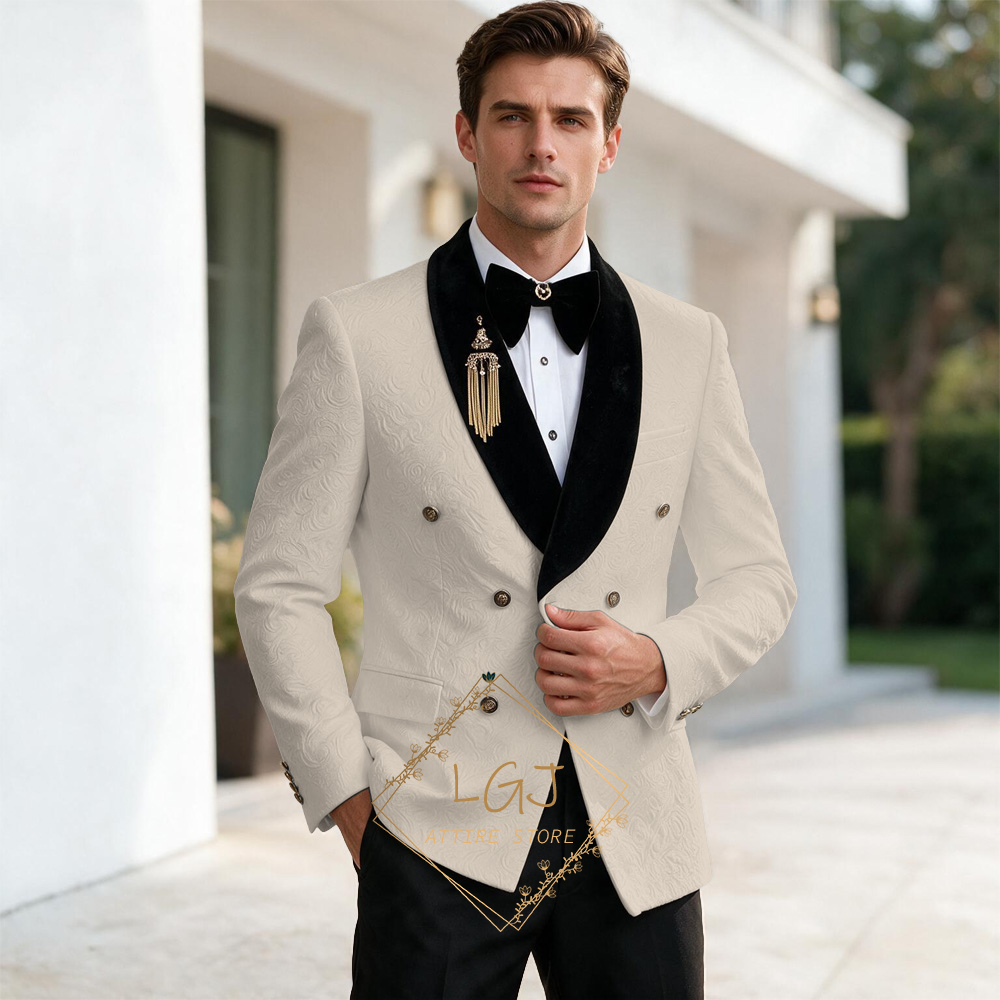 Luxury Men's 2 Piece Embossed  - Men'S Formal Dinner Wear review and price
