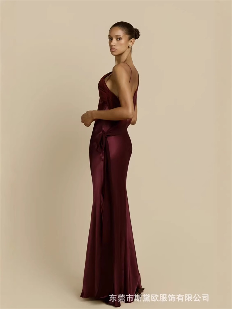 Burgundy Satin Prom Dress Sexy - Men'S Formal Wear For Wedding Guest review and price