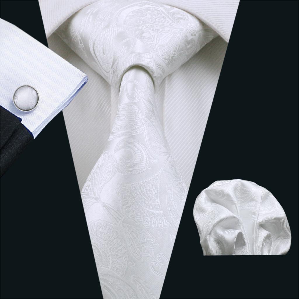 FA-393 Men's Tie White Paisley - Cufflinks Silver Set review and price