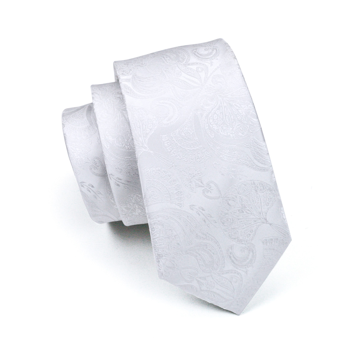 FA-393 Men's Tie White Paisley - Cufflinks Silver Set review and price