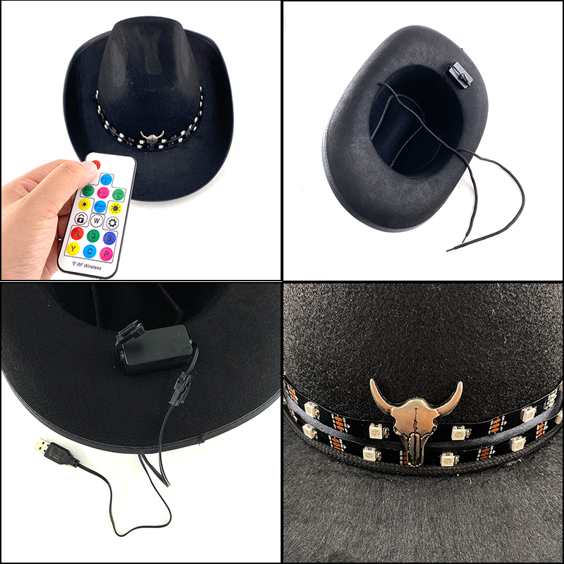 Remote Control LED Cowboy Hat  - Men'S Formal Wear For Graduation review and price