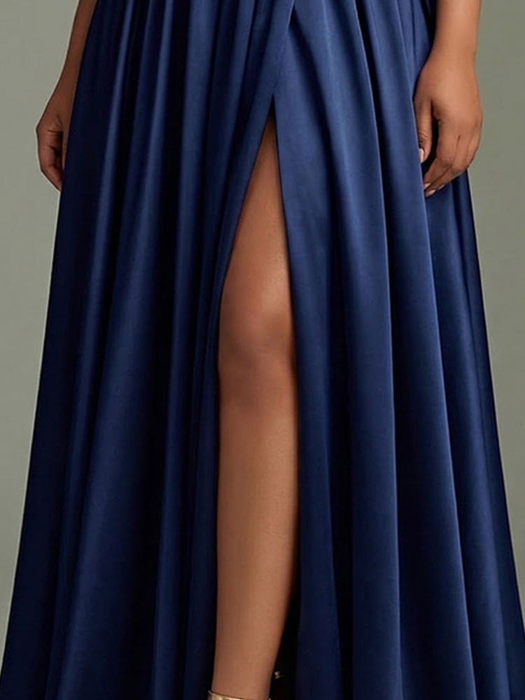Elegant Women's Navy Satin For - Men'S Formal Wear For Wedding Guest review and price