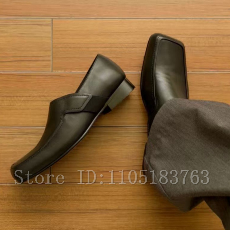 Men's Black Leather Square Toe - Formal Men Daily Wear Footwear review and price
