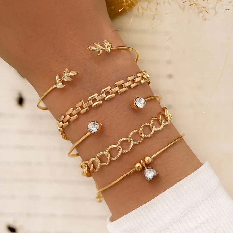 Bohemian Leaves Bracelet Set F - Cufflinks Silver Set review and price