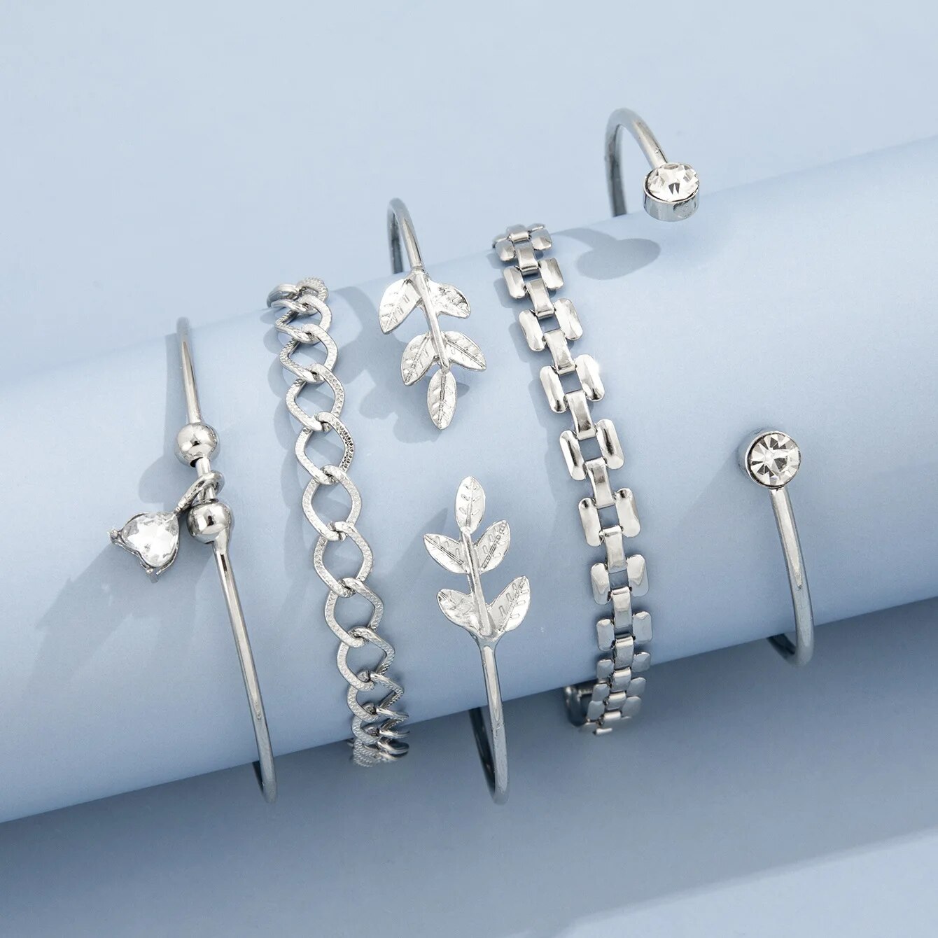Bohemian Leaves Bracelet Set F - Cufflinks Silver Set review and price