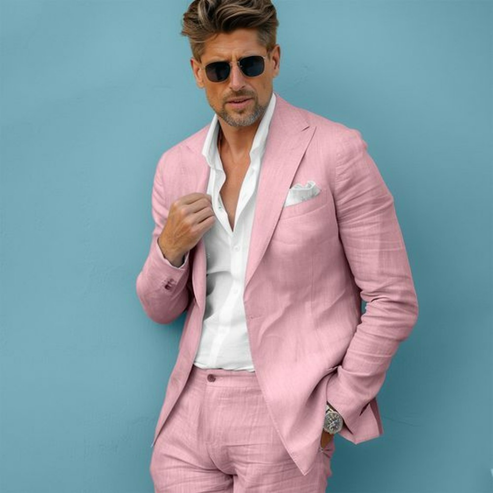 Linen Wedding Men Suits Slim F - Men Formal Wear For Summer review and price
