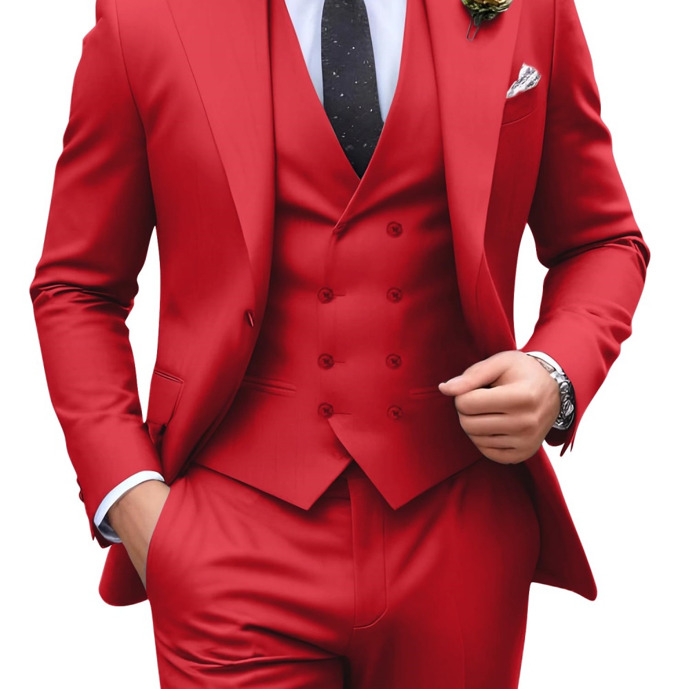 3 Pieces Solid Color Men Suits - Men Formal Wear Jacket review and price