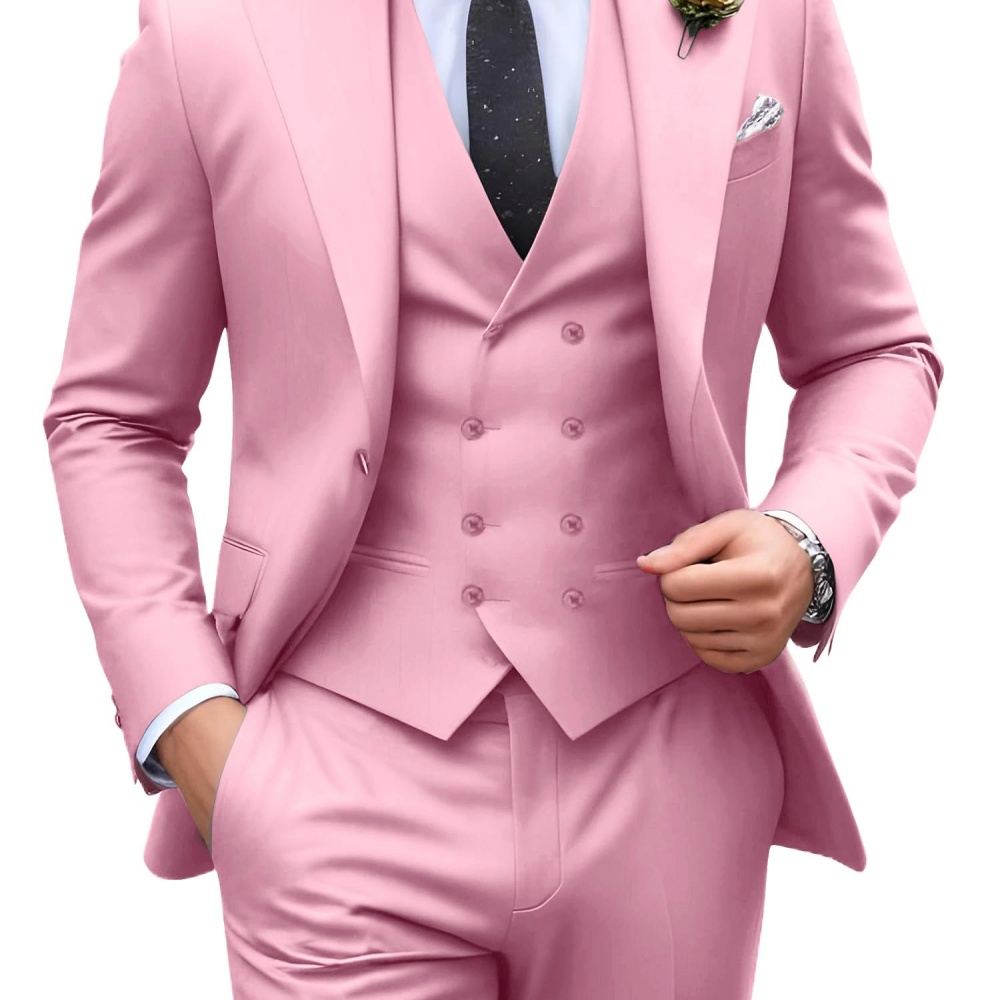 3 Pieces Solid Color Men Suits - Men Formal Wear Jacket review and price
