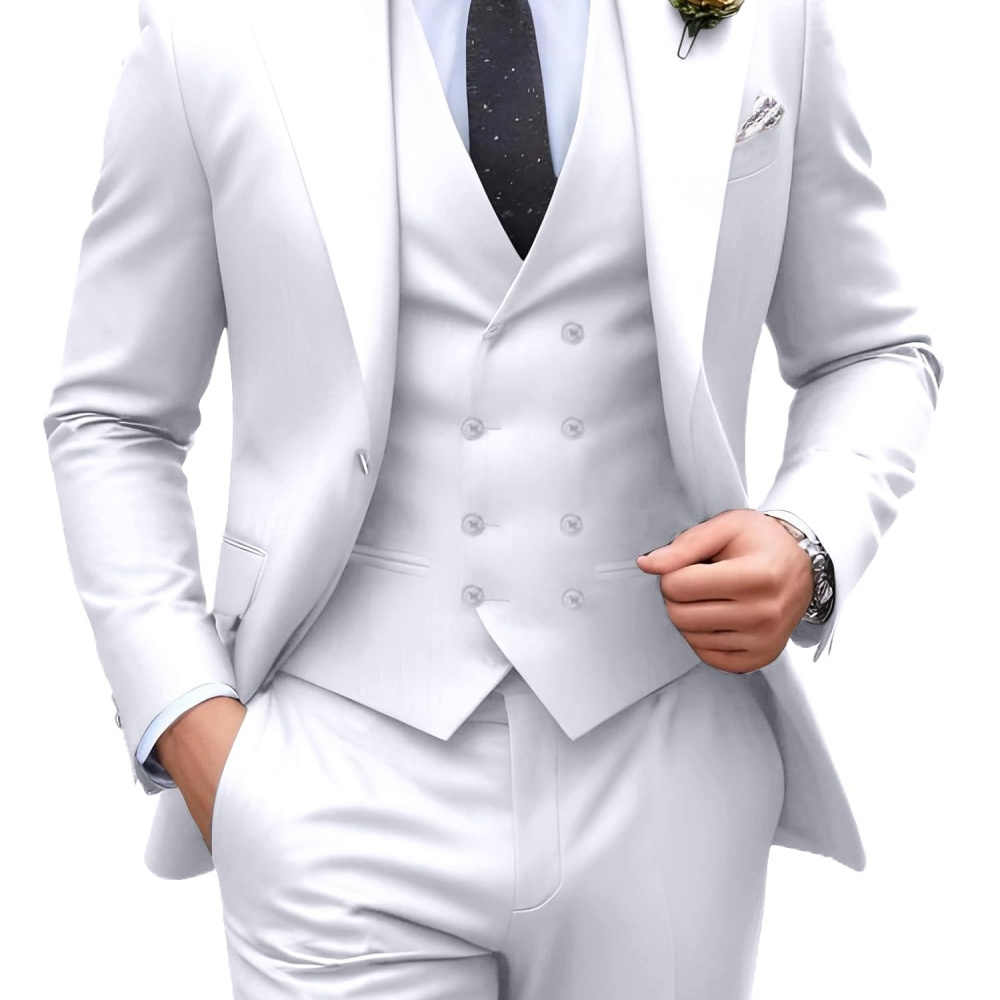 3 Pieces Solid Color Men Suits - Men Formal Wear Jacket review and price