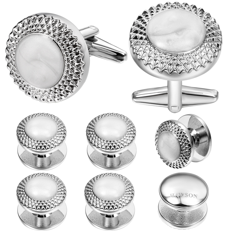 HAWSON Silver Plated Opal Shel - Cufflinks Silver Set review and price