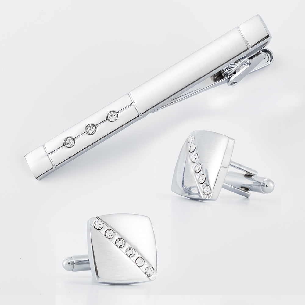 Fashion Mens Diamond Silver Cu - Cufflinks Silver Set review and price