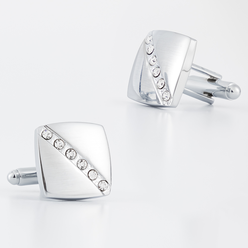Fashion Mens Diamond Silver Cu - Cufflinks Silver Set review and price