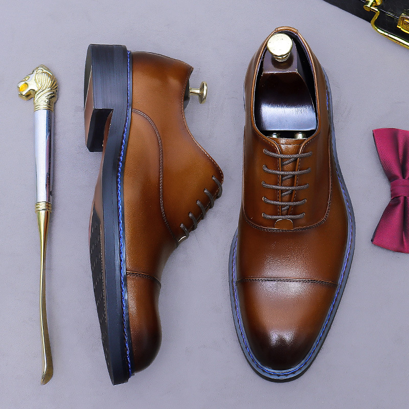Cognac Cap-Toe Oxfords Genuine - Formal Men Daily Wear Footwear review and price