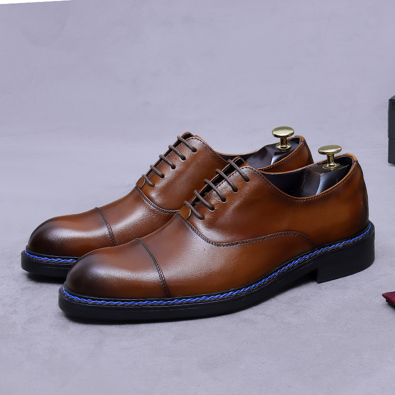 Cognac Cap-Toe Oxfords Genuine - Formal Men Daily Wear Footwear review and price
